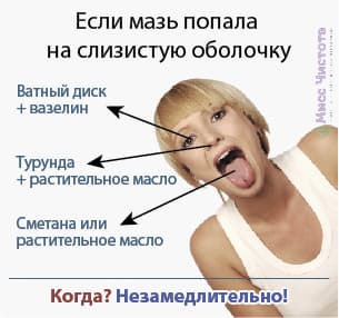 Si la pommade entre en contact avec les muqueuses