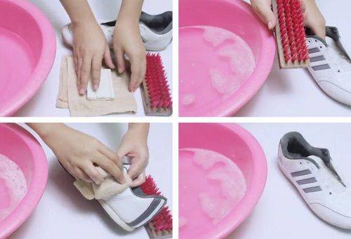 prendre soin des baskets blanches