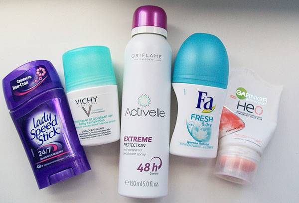 Déodorants de différentes entreprises