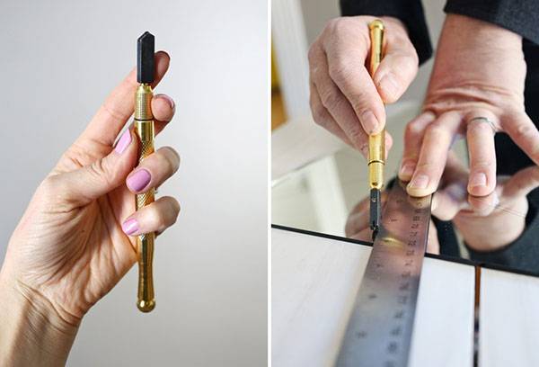 Découper un miroir avec un coupe-verre