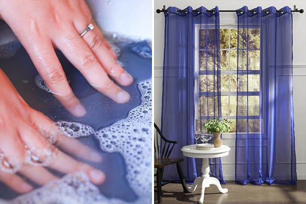 Laver à la main les rideaux avec œillets