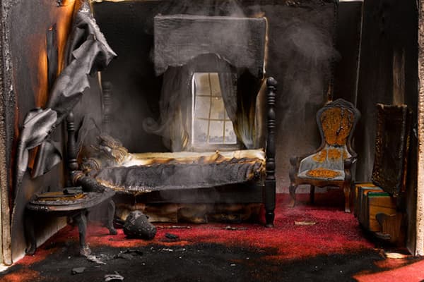 Chambre après l'incendie