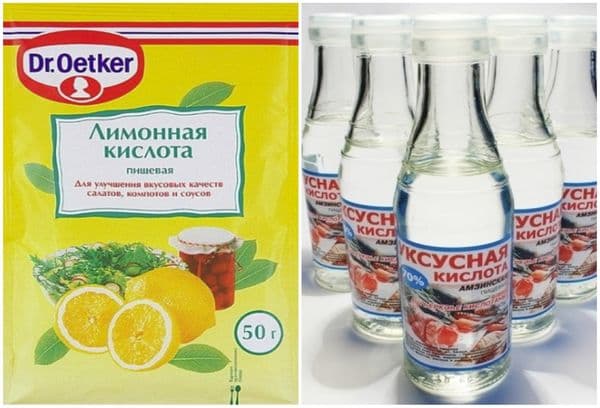 Jus de citron et acide acétique