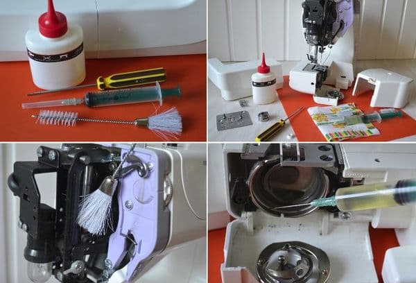 Fils et huile pour lubrifier la machine