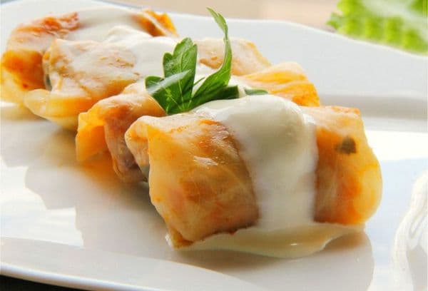 Rouleaux de chou cuits