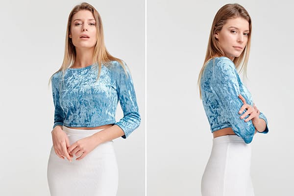 Haut en velours bleu