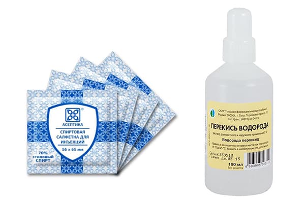 Lingettes alcoolisées et peroxyde d'hydrogène