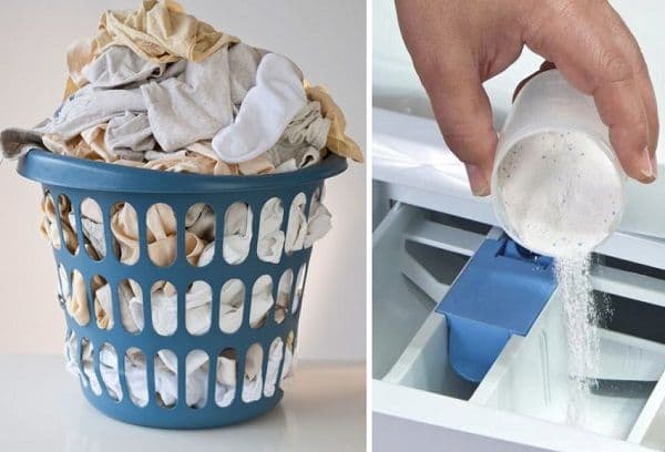 laver les vêtements en machine avec de la poudre