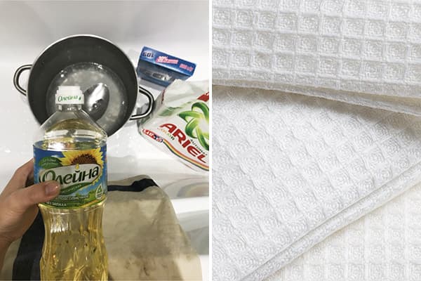 Huile végétale pour blanchir les serviettes