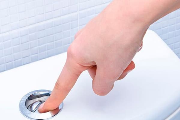 Bouton de chasse d'eau des toilettes