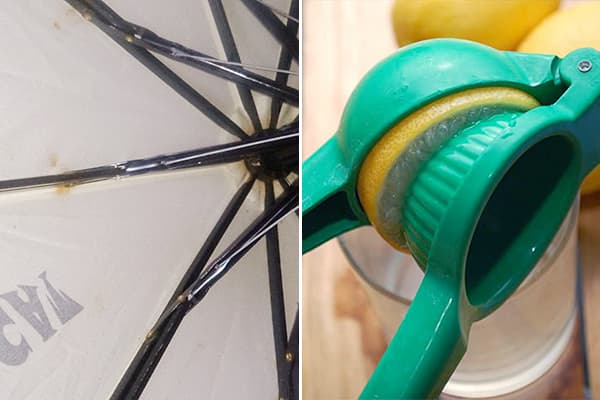 Citron contre les taches de rouille sur un parapluie
