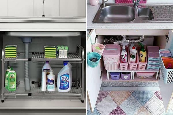Organisateurs sous l'évier de la cuisine