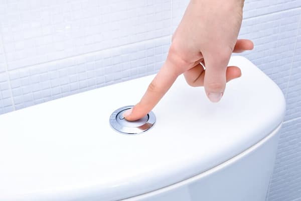 Appuyer sur le bouton du réservoir des toilettes