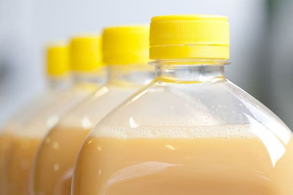 Mélange d'oeufs en bouteilles