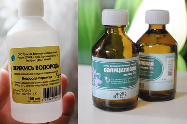 Peroxyde d'hydrogène et alcool salicylique