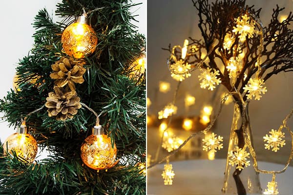 Guirlandes de Noël avec lumière chaude