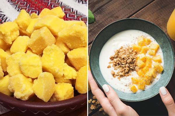 Cubes de mangue surgelés