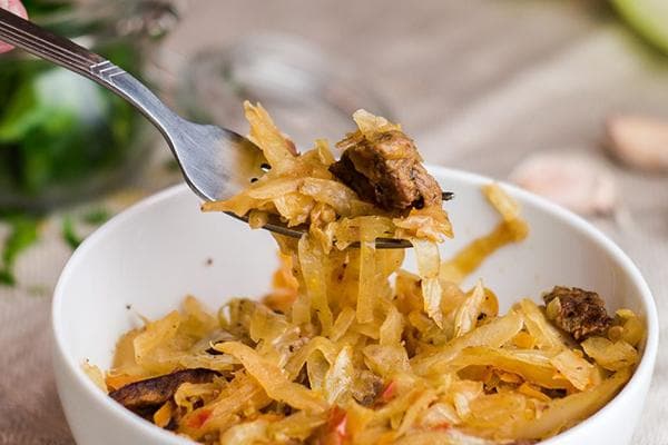 Chou mijoté avec de la viande