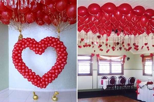 Déco faite de ballons à l'hélium pour la Saint Valentin