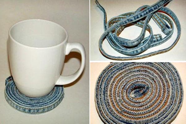 Support à tasses fabriqué à partir de vieux jeans