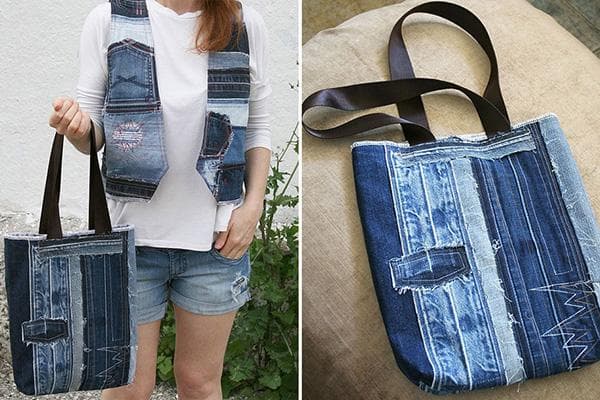 Sac fabriqué à partir de vieux jeans