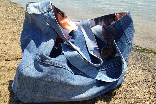 Sac de plage fabriqué à partir de vieux jeans