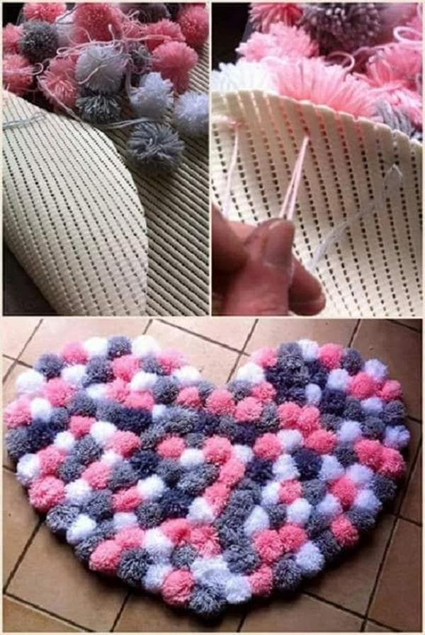 Tapis fait de pompons