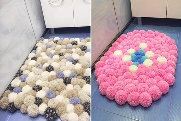 Tapis de bain pompons