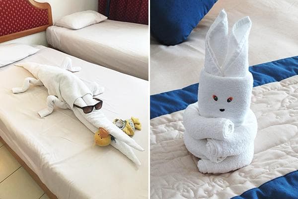 Figurines fabriquées à partir de serviettes dans les hôtels