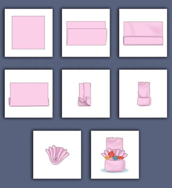 Schéma pour plier une enveloppe à partir d'une serviette