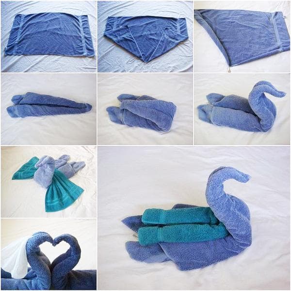Modèle de pliage de cygne à partir de serviettes