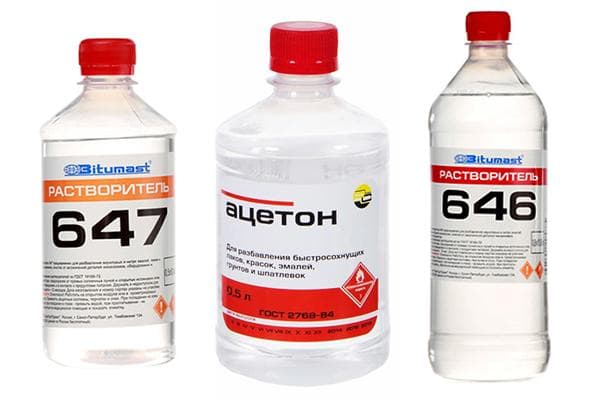 Acétone et solvants 646 et 467