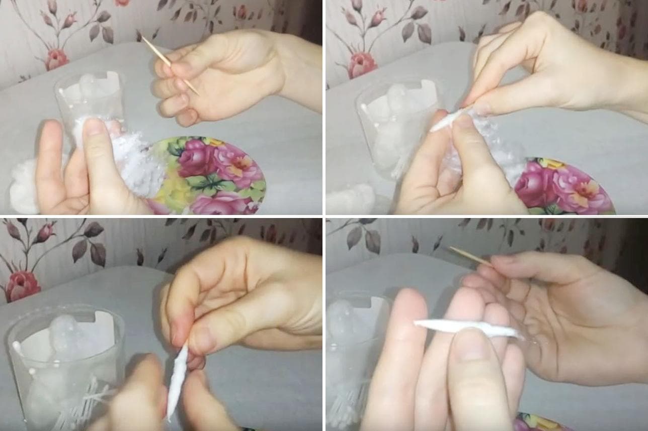 Fabriquer un turunda en coton à l'aide d'un cure-dent