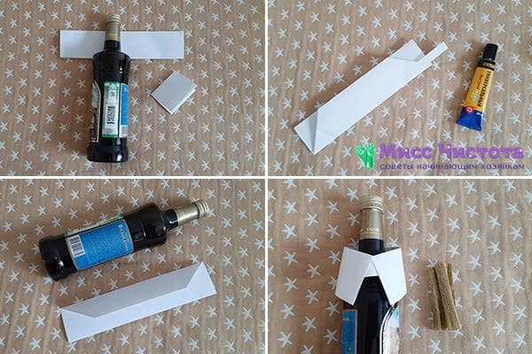 Coller un collier en papier pour une bouteille