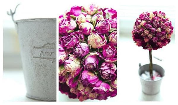 Topiaire de roses séchées