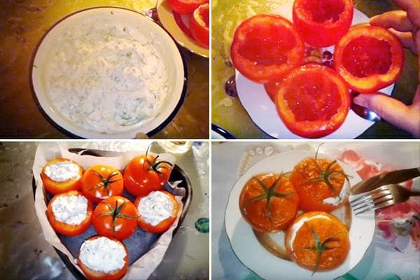 Tomates au four farcies au fromage cottage