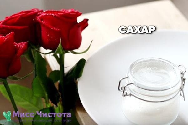 Sucre pour roses dans un vase