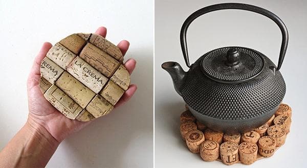 Dessous de verre fabriqués à partir de bouchons de liège