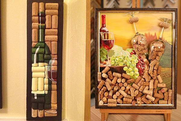 Peintures réalisées à partir de bouchons de vin