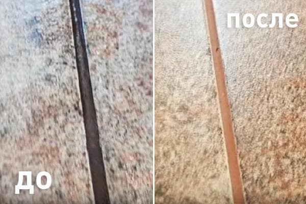 Coutures de carrelage avant et après lavage au nettoyeur vapeur