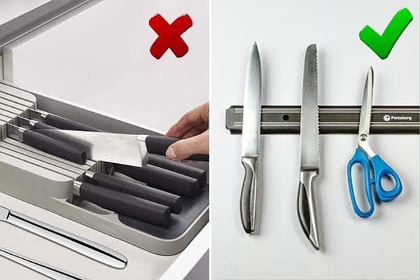 Ranger les couteaux dans la cuisine