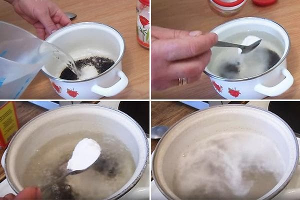 Nettoyer une poêle en émail des dépôts de carbone avec du sel et de la soude