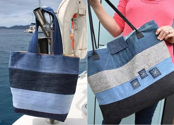 Sac de plage fabriqué à partir de vieux jeans