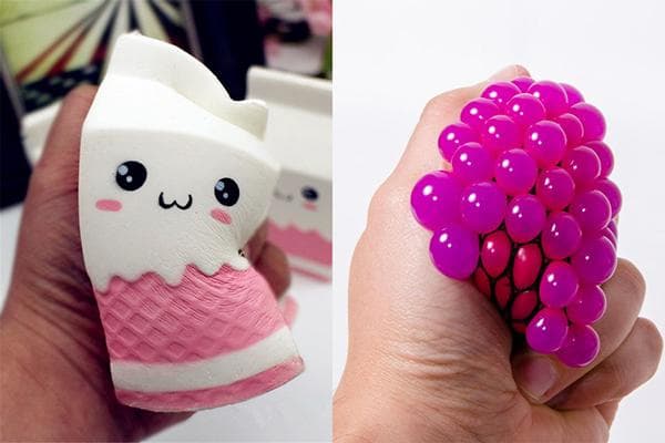 Deux types de jouets spongieux