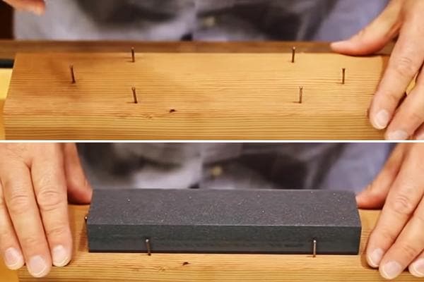 Fixer la pierre à aiguiser sur la planche