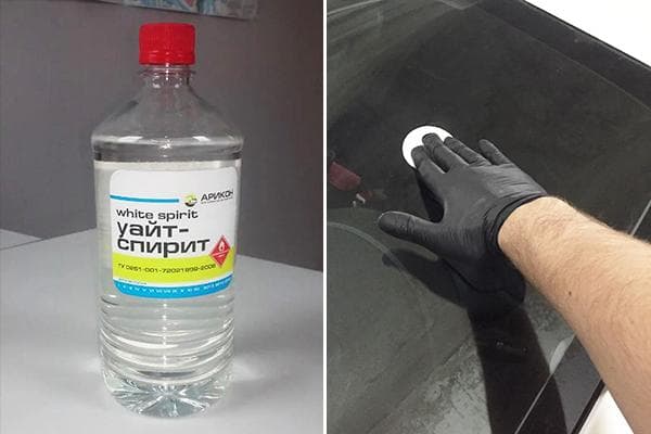 Enlever les taches de colle sur les vitres de voiture avec du white spirit