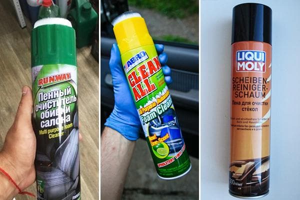 Produits du commerce pour nettoyer l'intérieur des voitures des vomissures