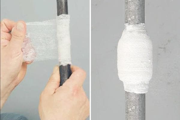 Réparer une fuite dans un tuyau avec un pansement et du sel