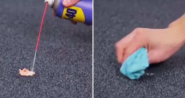 Retirer le chewing-gum d'un tapis avec du WD-40