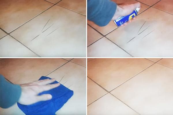 WD-40 pour les traces de semelles au sol